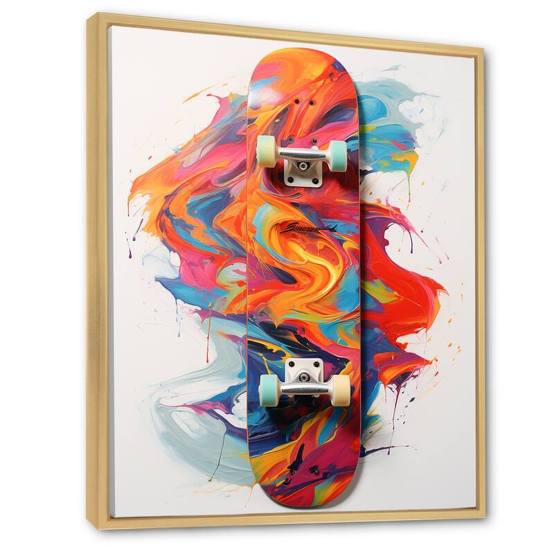 Designart "Skateboard Gravity Defiance I" Skateboard Framed Canvas Wall